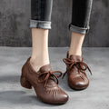 Vintage Fold Leather Deep Mouth Women's Shoes